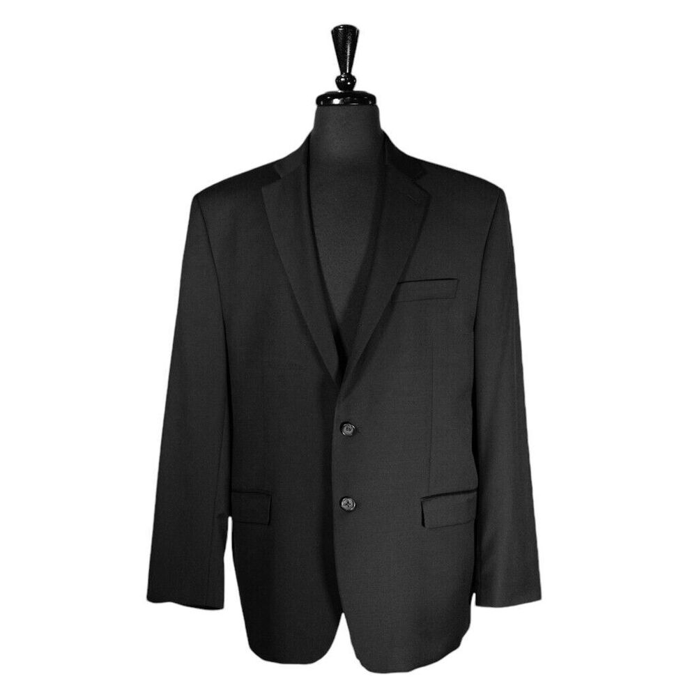 Ralph Lauren Mens Blazer Black 100% Wool 2 Button Suit Jacket Sport Coat 44R